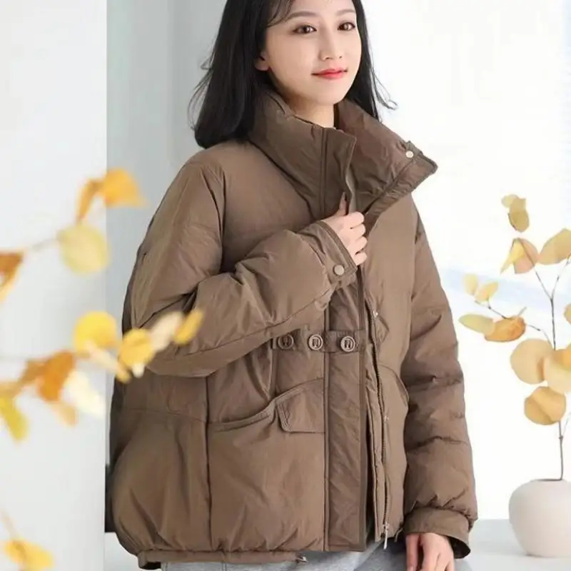 Women Winter Coat Ultra Light Duck Down Jacket Winter Coat Loose Warm Casual Solid  Parkas