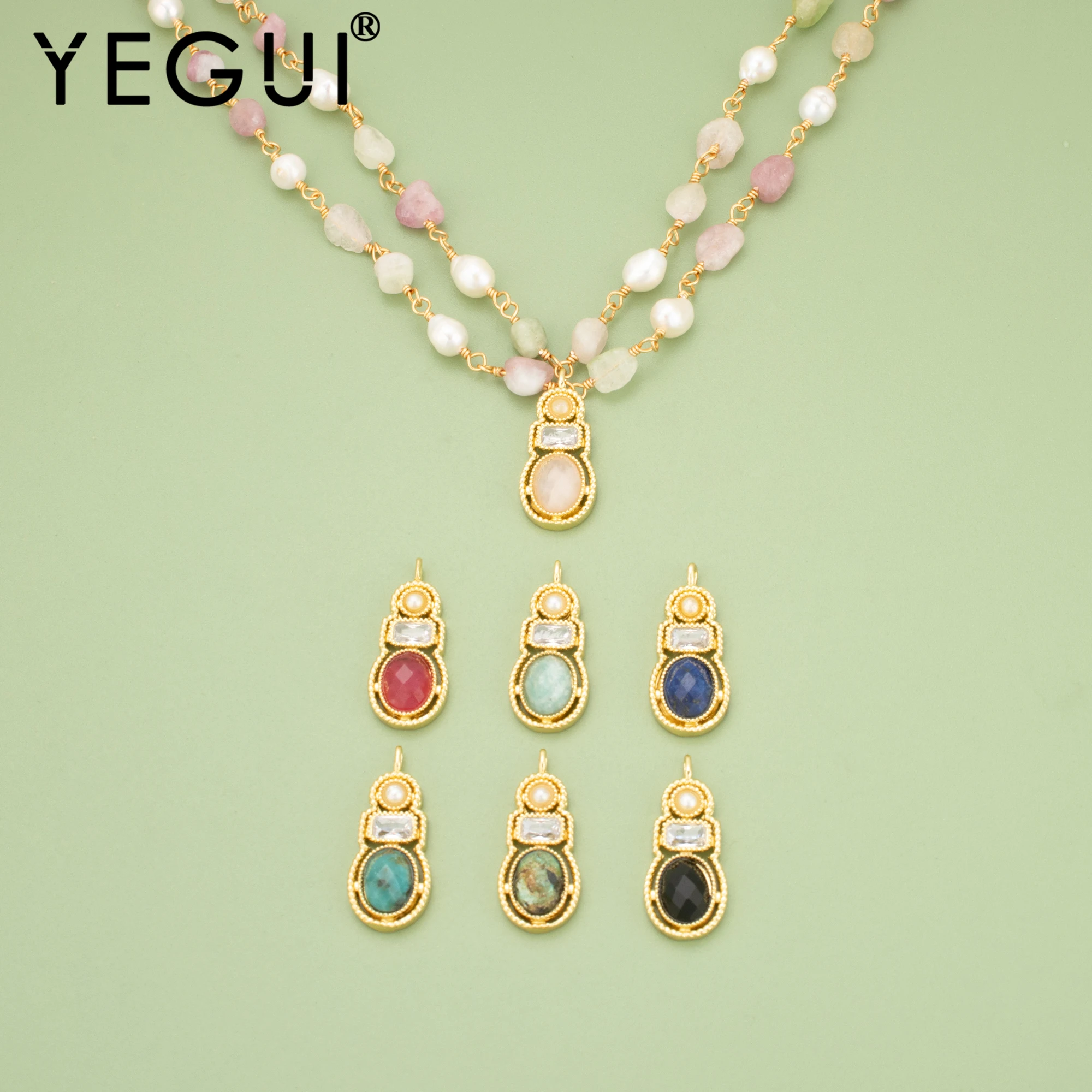 Jewelry Making Stones - YEGUI,1pcs/lot,MI09,jewelry accessories,18k gold plated,copper,natural stone,jewelry making