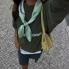 Letter Embroidered Crew Neck Pullover Sweater Knit Oversize Long Sleeve 2025 Autumn Cozy Women Top Trendy Casual Daily Sweaters - AliExpress