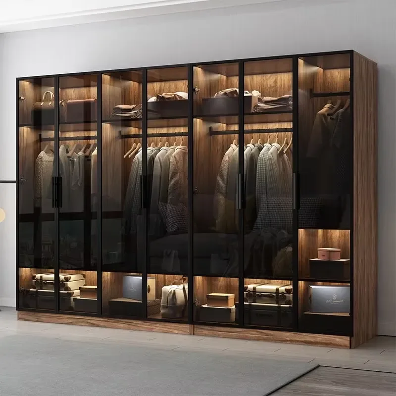 Elabor Wooden Bedroom Dressing Table 8 Sliding Door Aluminium Wardrobe With Mirror & Closets