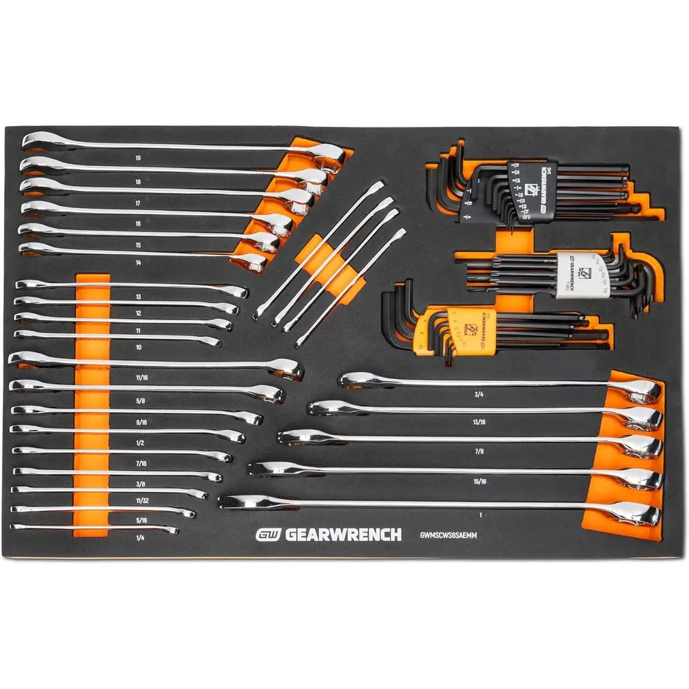 

6-Point Combination Wrench and Hex Key Set in Storage Tray, 59 Pieces