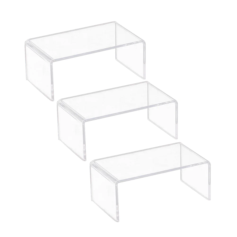 3 PCS Acrylic Display Stand Storage Rack for Shoe Risers U Shaped Shelf Showcase