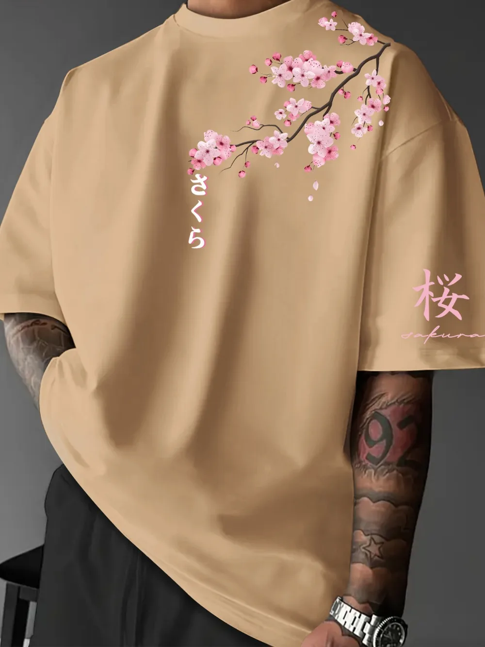 Harajuku Japanes  Cherry Blossom Flower 3D Print Breatha Quick-dry Men T-shirt Outdoor Street Y2K Leisure Parent-child Clothing
