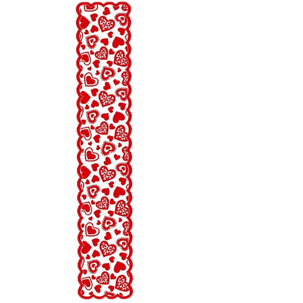 

Valentines Day Heart Shaped Table Runner Romantic European Table Flag Rectangular American Red Lace Table Runner