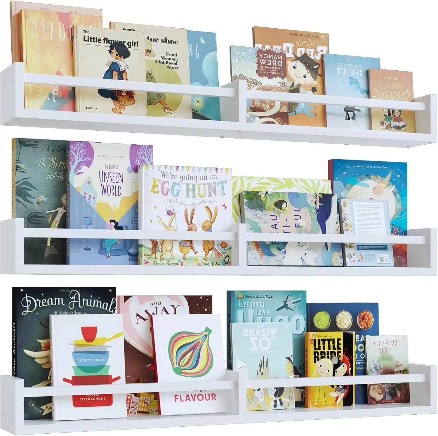 

32-Inch Floating Nursery Shelves Set of 3, Pine Wood Book Organizer for Baby Room Decor and Kitchen Spice Rack