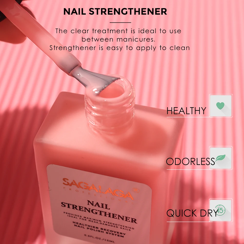 คุณภาพสูง15Ml สีชมพูธรรมชาติ Nail Strengthener Growth Gel แห้งเล็บ Hardener ซ่อมเล็บ Care Treatment โลโก้ที่กำหนดเอง