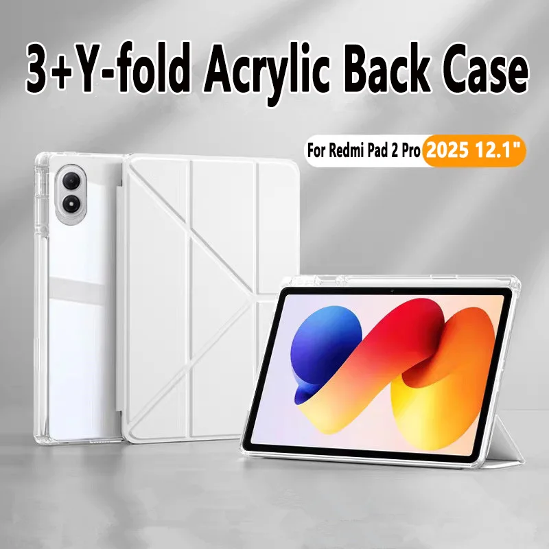 Funda para Xiaomi Redmi Pad 2 Pro de 12,1 pulgadas, 2025, magnética, 3+Y-Folding Flip Stand, funda inteligente para Redmi Pad 2 Pro de 12,1 pulgadas, funda para tableta