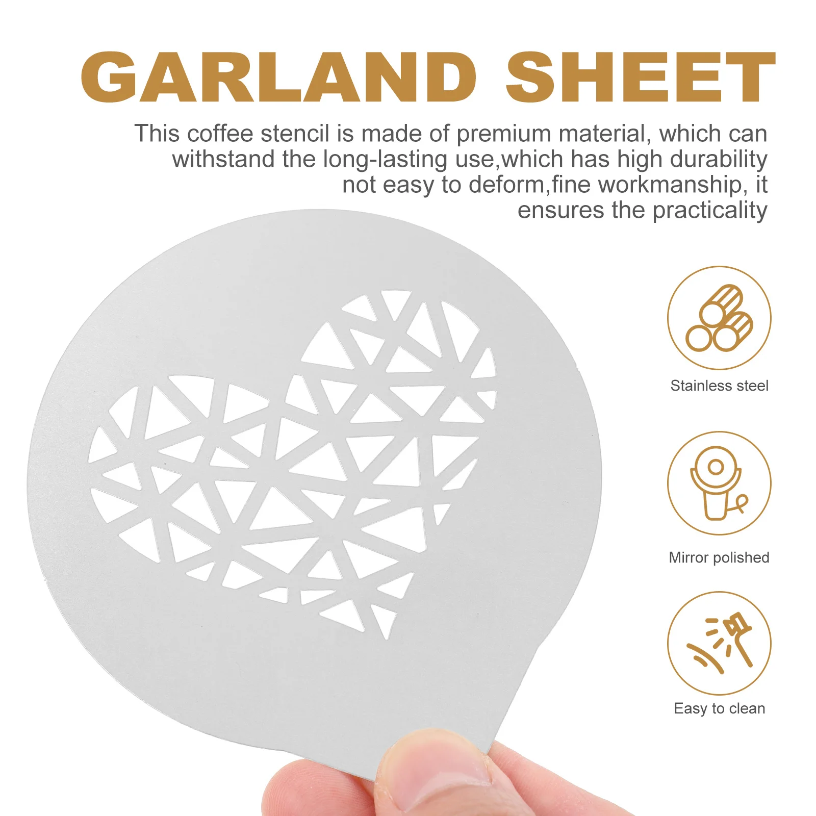 

3Pcs Coffee Art Stencils Polished Steel Surface Easy Clean for Baking Latte Cappuccino Cake Decorating Tools Coffee Stencils