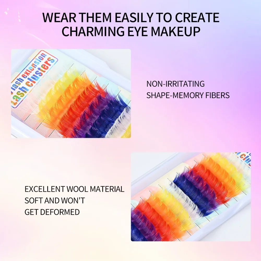 60 stks Mix Kleur Piekerige Spikes Manga Wimpers Zachte Krul Individuele Valse Wimpers Huidvriendelijke Make Up DIY Cluster Wimpers Party