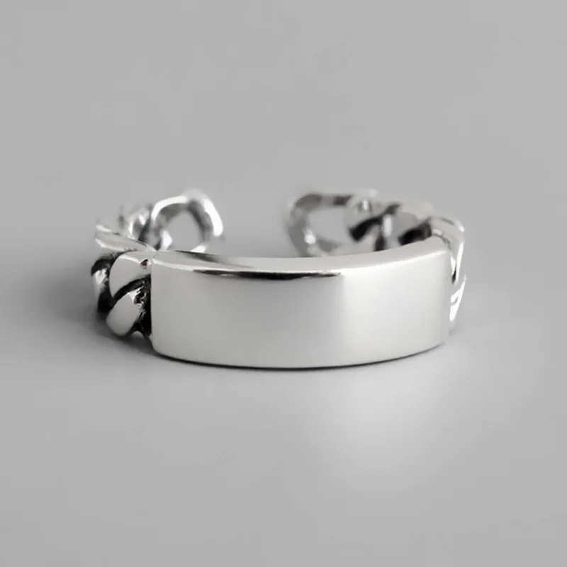 خواتم من الفضة الإسترليني عيار 925 للنساء والأزواج مصنوعة يدويًا بسيطة وبسيطة على شكل سلسلة ريترو مجوهرات للحفلات هدية تمنع الحساسية