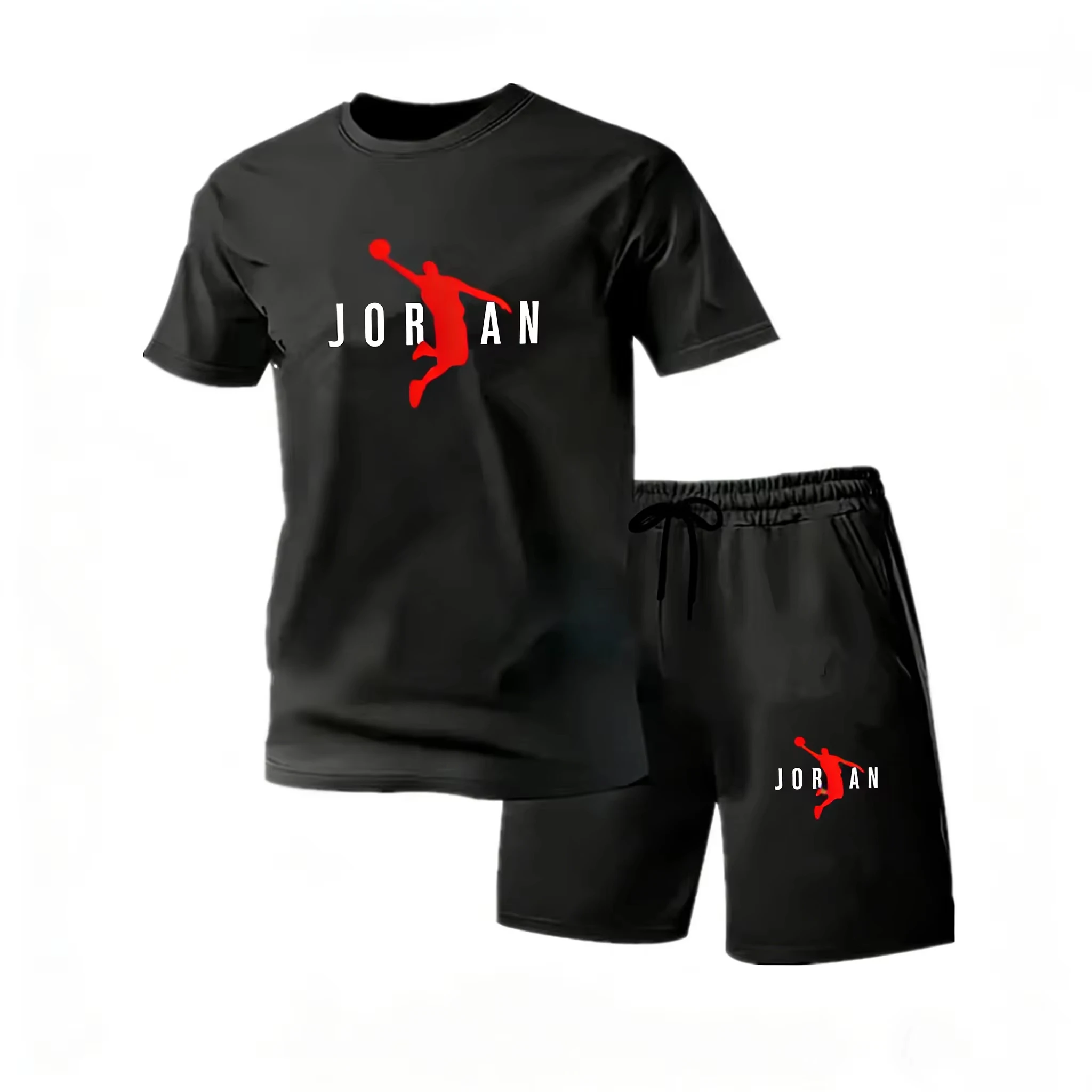 Summer Fashion Trendy Casual Sports Two Piece Set Men's Short sleeved T-shirt+Shorts Set Quick-drying