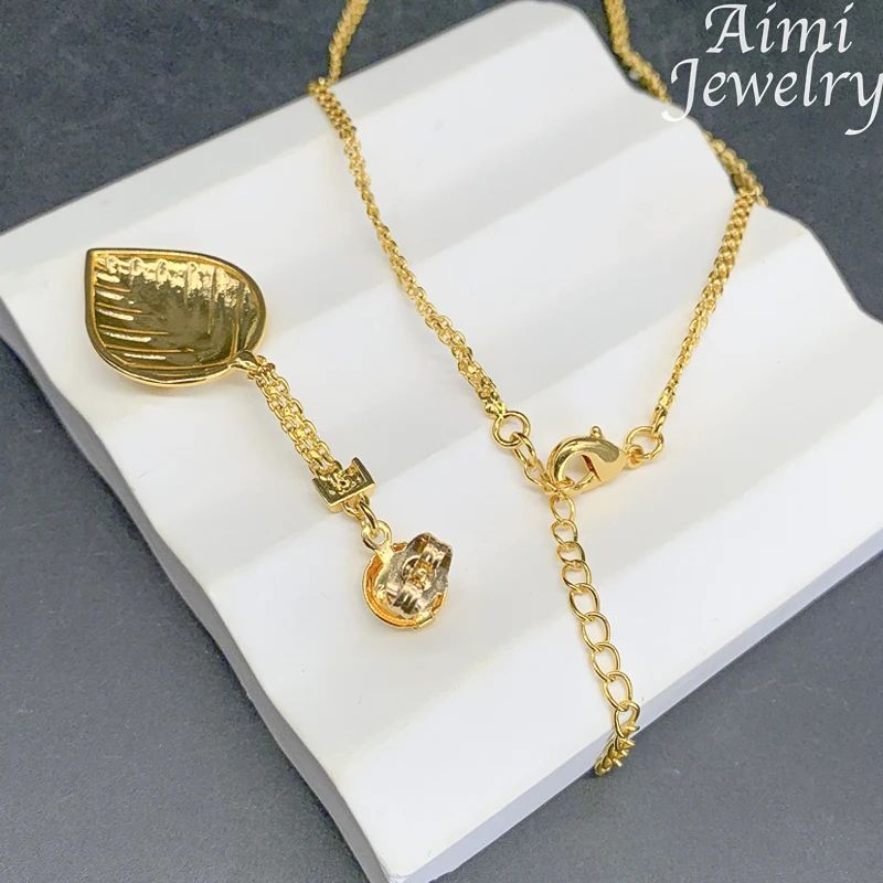 Leaf Shape Simple 18K Gold Plated Jewelry Set for Women Exquisite Chunky Hoop Earrings Necklace Dubai Bridal Wedding Party Gifts