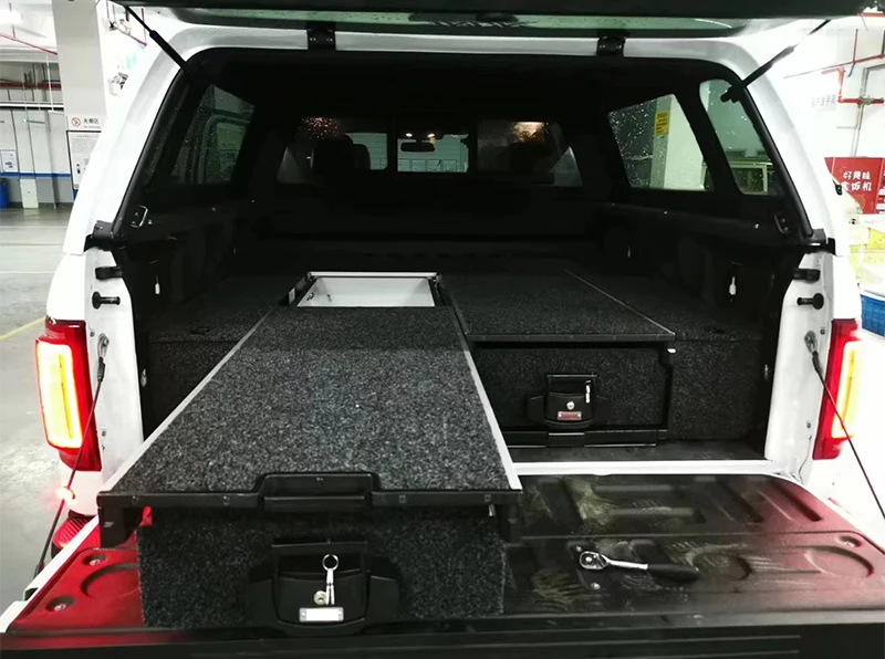 Retractable Rear Storage Drawer for JAC T9 SUV Pickup Galvanized Steel Sheet Cargo Lock and Tackle