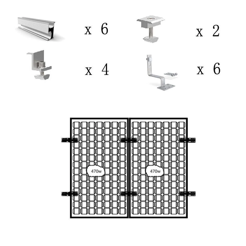 Imagem -02 - Módulo Solar Suporte Trilho de Montagem Telhado Rack Conjunto com End Clamp Gancho do Telhado Home Improvement Acessórios pv