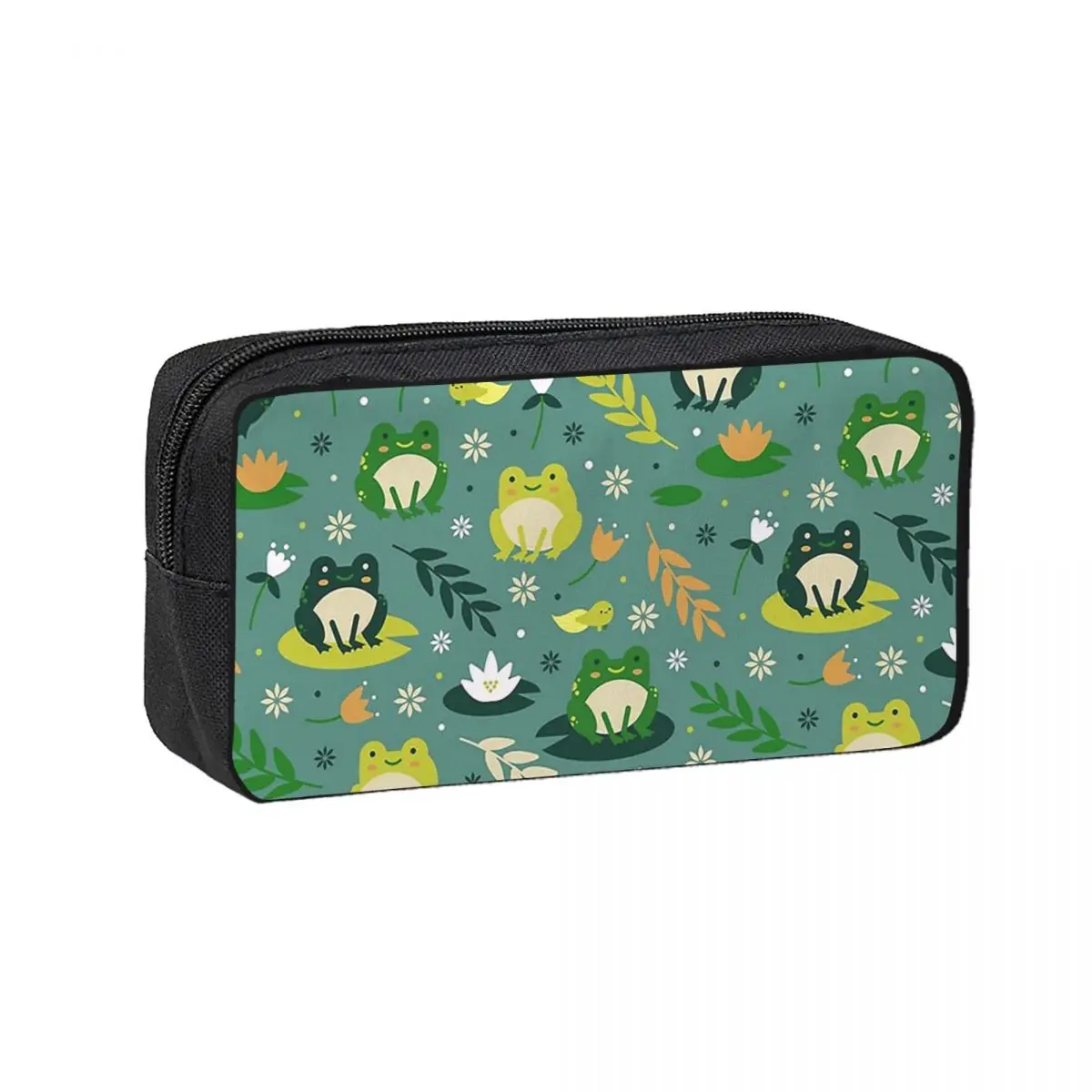 Cute Frogs Pattern Pencil Cases for Students School Pen Box Pencil Bag Large Storage Pencil Pouch Storage Stationery Supplies