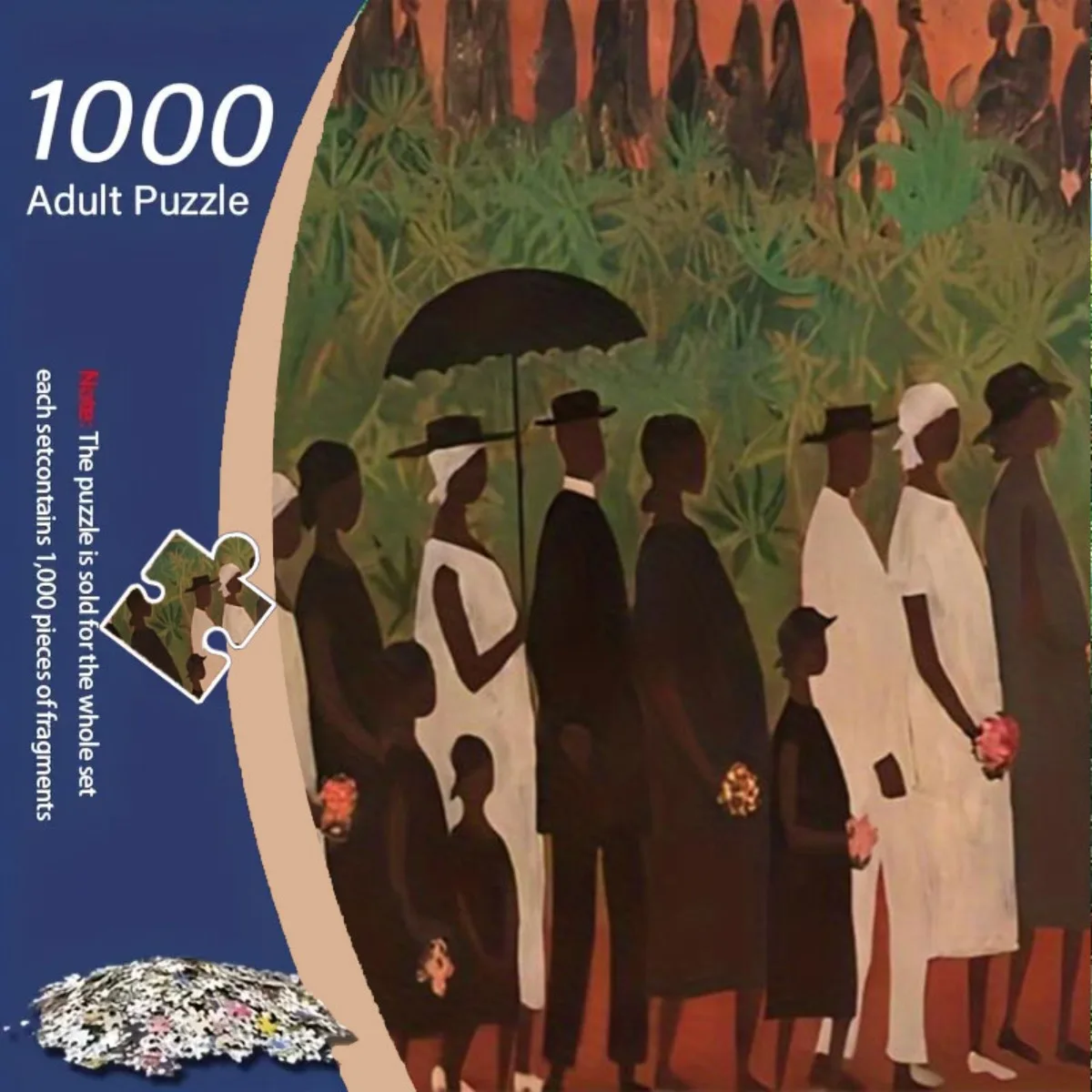 1,000ピース アフリカ系アメリカ人アート葬儀チームパズル - エリス・ウィルソンの「最後の別れ」宗教画複製、シャレ