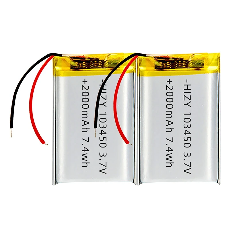 Rechargeable Lipo Battery 3.7V  2000mah 103450 Lithium Li Ion Polymer Battery