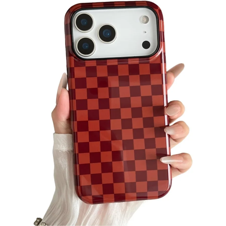 

Совместим с чехлом для iPhone 17 Pro Max, милый эстетический клетчатый чехол для телефона в шахматном порядке для женщин и девочек, противоударный тонкий ТПУ и