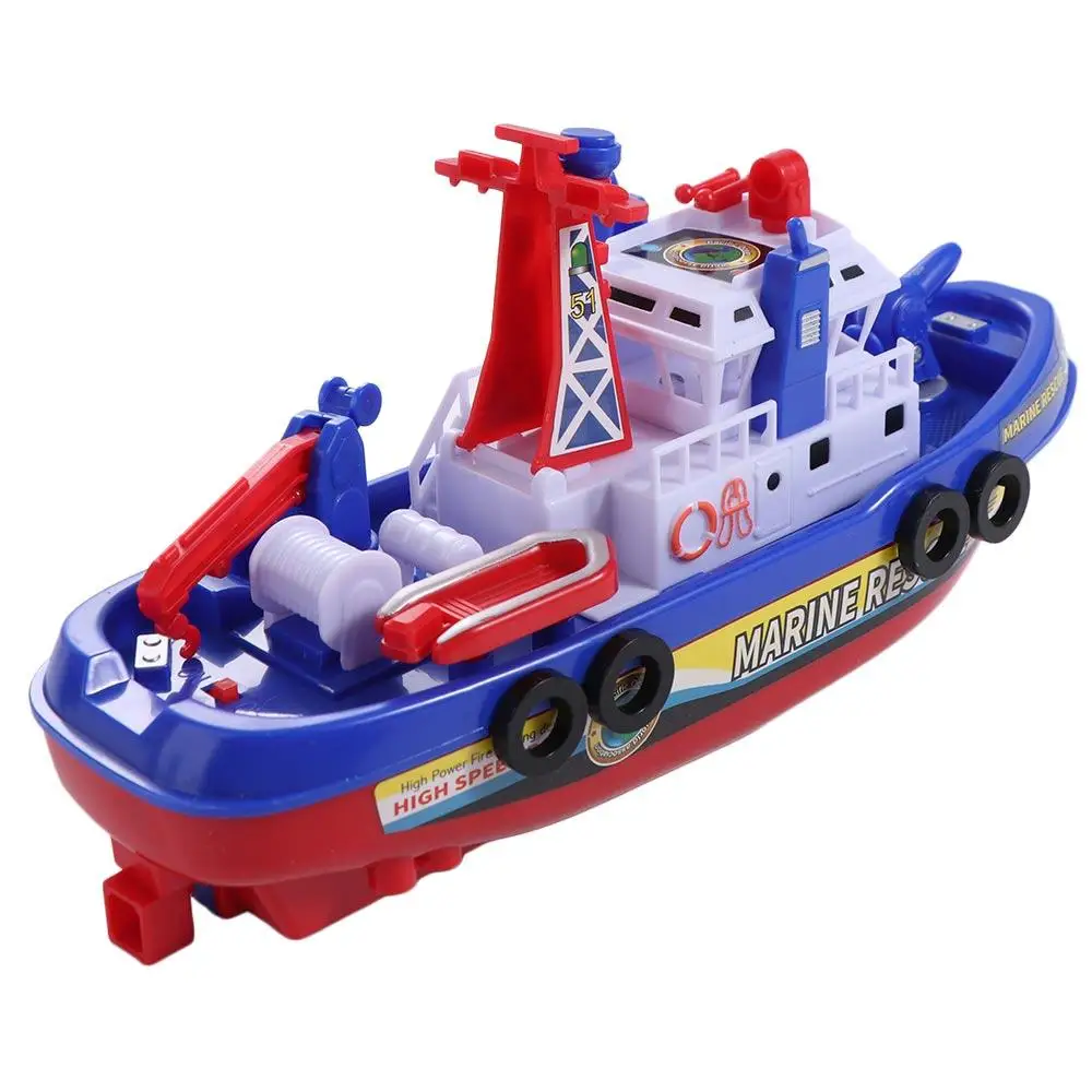 Bateau électrique à pulvérisation d'eau, jouet avec lumière LED, bateau de sauvetage pour bébé, hors-bord marin électrique, son musical, jouets de bain pour bébé, cadeau pour enfants