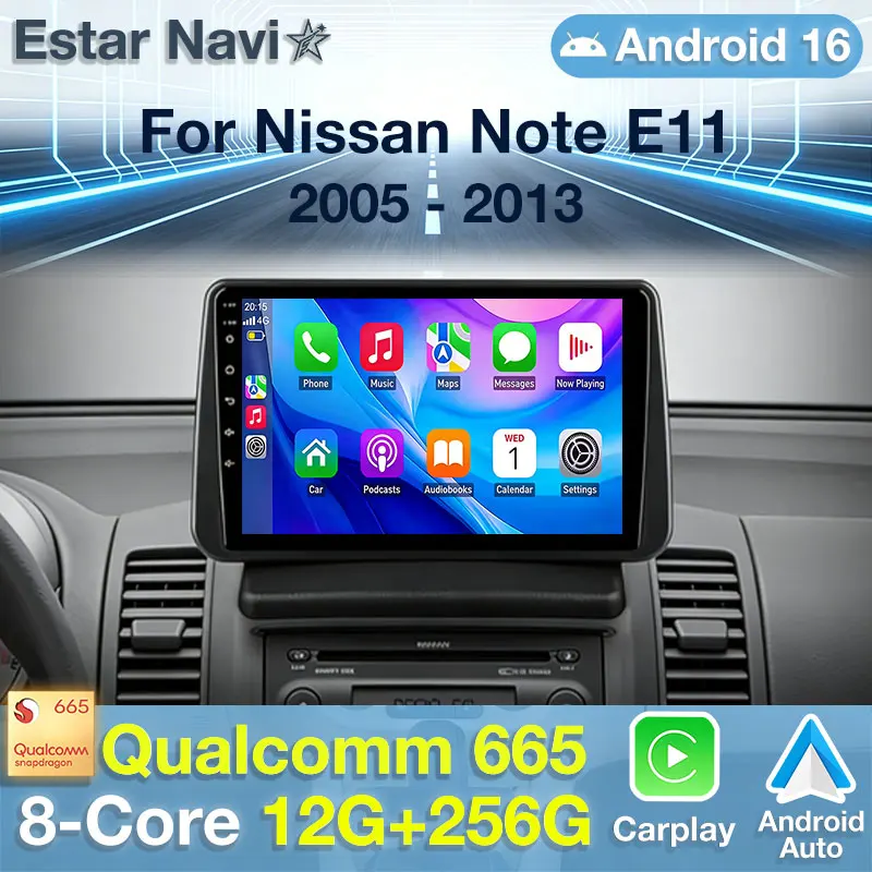 Android 16 Car Radio For Nissan Note E11 2005 - 2013 GPS Multimedia Player Navi Head Unit Stereo Wireless Carplay Auto Video DSP