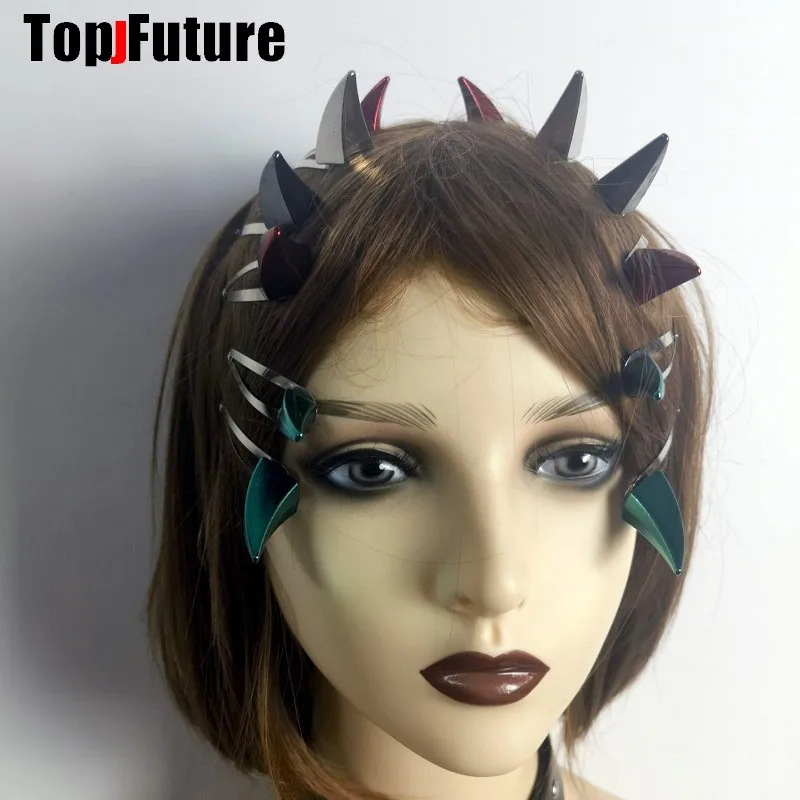 Women Men Harajuku Gothic Punk Y2K Lolita Spikes rivet hairpin Demon Horn hairclip Batterttes Girl spike steampunk Hairpins Gift