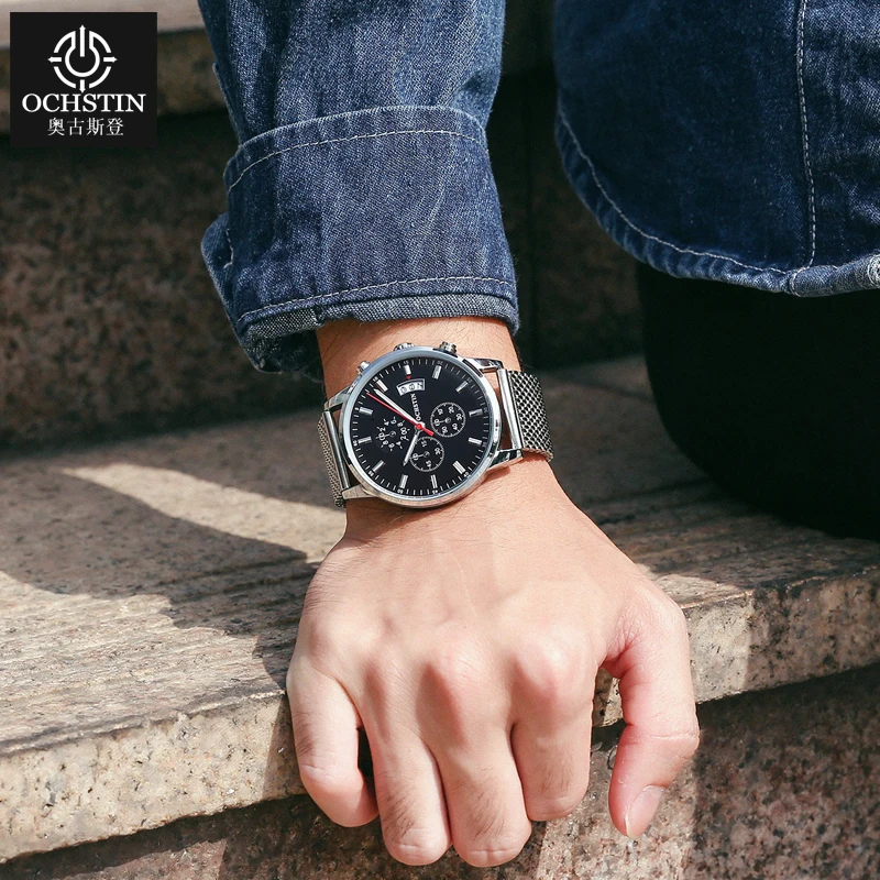 Fashion Mens Watches Top Brand Luxury High Quality Chronograph Quartz Watch Men Casual Steel Waterproof Men Clock Wristwatch