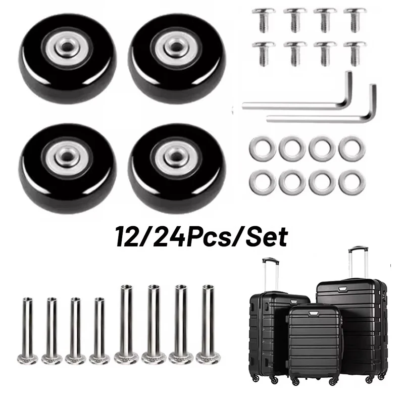 12/24Pcs/Set Suitcase Wheels Dia40mm/50mm/60mm Silent Travel Luggage Wheels Replacement Universal Durable Resistant Repair Kit