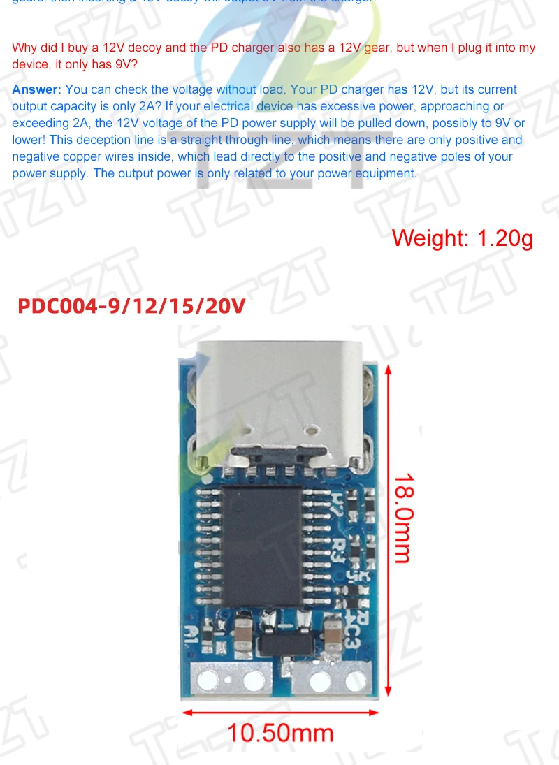 Typ-C PD-Dekoymodul PD2.0 PD3.0 zu DC DC-Auslöser-Verlängerungskabel QC4-Ladegerät 9V 12V 15V 20V Schnelllade-Leiterplatte – Detail 3