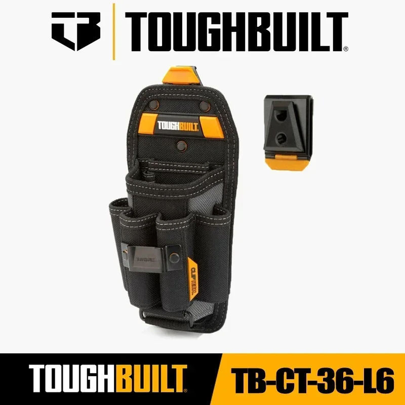 TOUGHBUILT TB-CT-36-L6 Multi Tool Bag Technician 6-Pocket Pouch with ClipTech Pouch Clips 4 Screwdriver Loops Multi Tool Bag