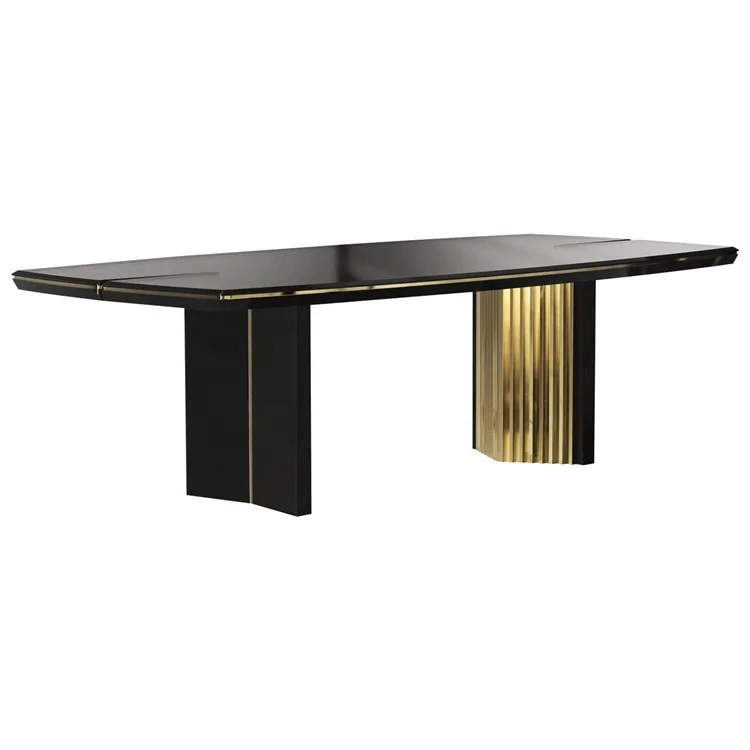 #Royal Black Marble Top Dining Room Tables Modern Stainless Steel Legs High End Dining Table 8 Seater