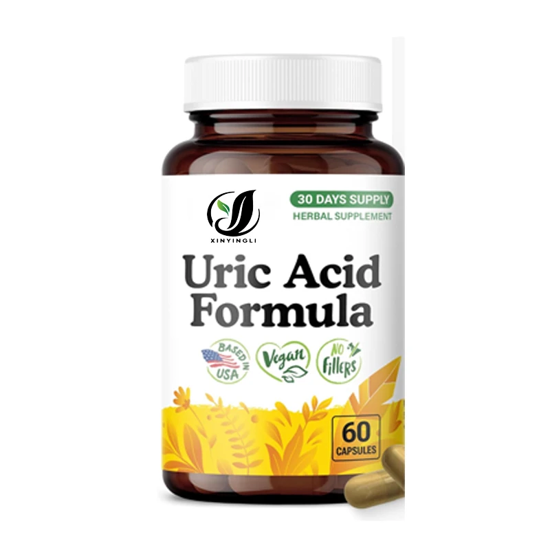 Cápsulas de ácido úrico, suplementos antioxidantes que contienen polvo de cereza ácida, cúrcuma y apio, sin OMG.