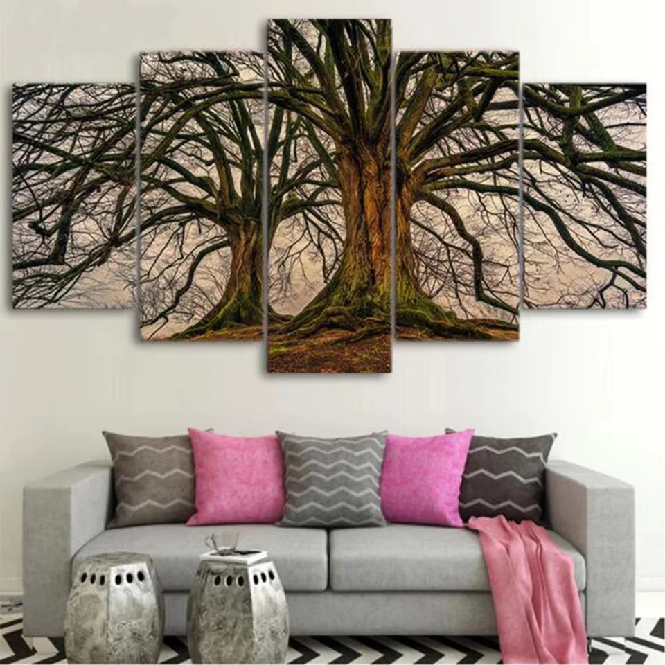 

5D DIY Diamond Painting 5Panel Forest Landscape,Full Square/Round Diamond Mosaic Embroidery Gift, Home Decor, Tree,