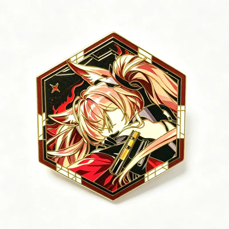 Arknights Endfield Gilberta Hexagon Enamel Pin Badge Fan Made Anime Game Brooch Bag Charm Collectible Gift
