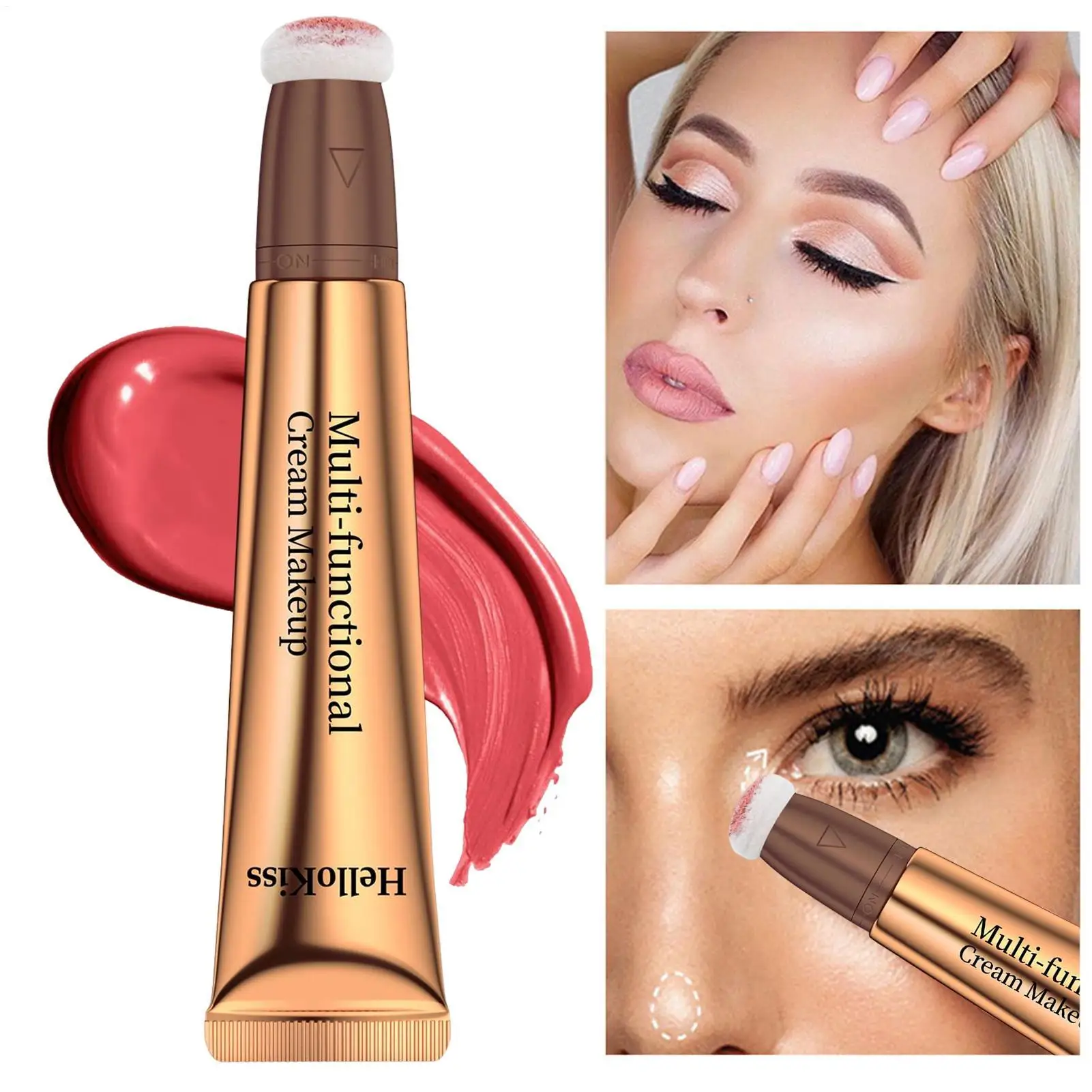 6 Color Creamy Blush Versatile Highlighter Makeup Stick Cheeks Contouring Pen Face Shimmer Creamy Texture Illuminator Stick