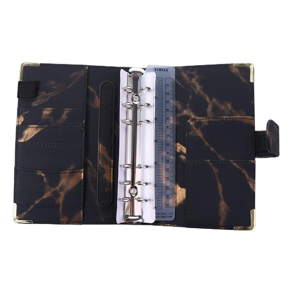 A6 Notebook Budget Planner for Budgeting PU Leather Marble Budget Binder 6 Ring Binder Notebook Binder Marble Notebook