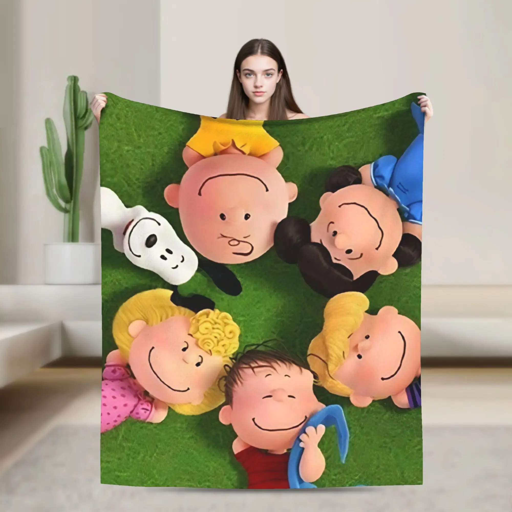 S-Snoopys Movie Flannel Blankets Friends Cartoon Fashion Throw Blanket for Home Hotel Sofa  125*100cm Rug Piece