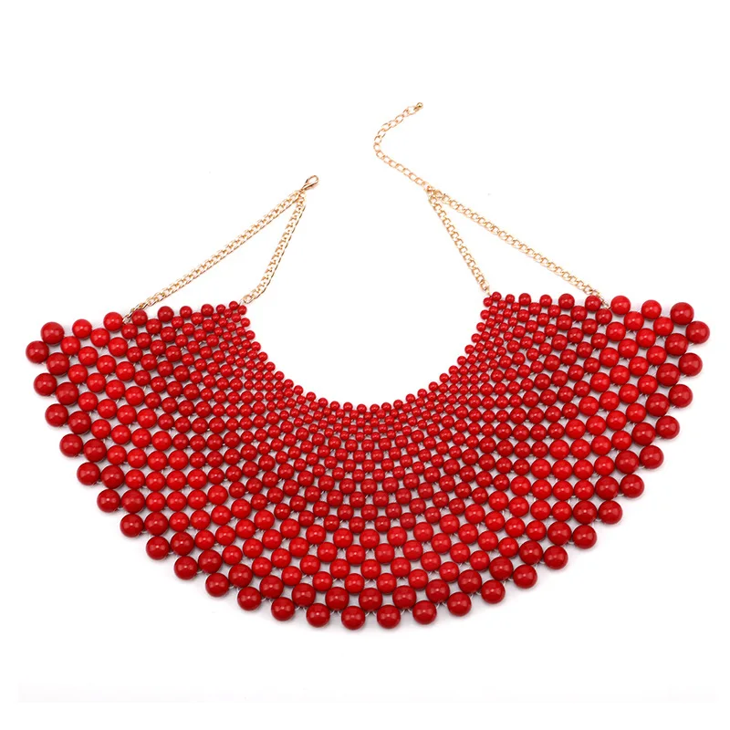 Indian Jewelry Handmade Beaded Statement Necklaces For Women Collar Beads Choker Maxi Necklace