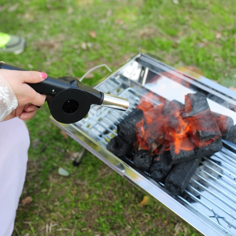 Hand Crank BBQ Fan Charcoal Blower Portable Barbecue Air Blower with Manual Handle Grill Barbecue Cooking Tool Durable 55KF