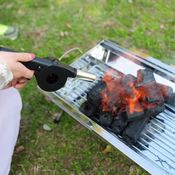 핸드 크랭크 바베큐 팬 숯불 송풍기, 휴대용 바베큐 공기 송풍기 수동 핸들 그릴 바베큐 요리 도구 내구성 55KF