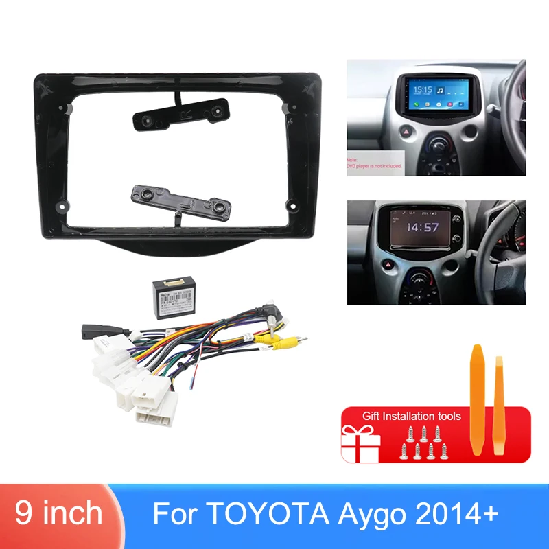 9 Inch Dashboard Upgrade Kit For Toyota Aygo 2014+ Radio Installation Panel Optional Wiring Harness CANBUS Decoder