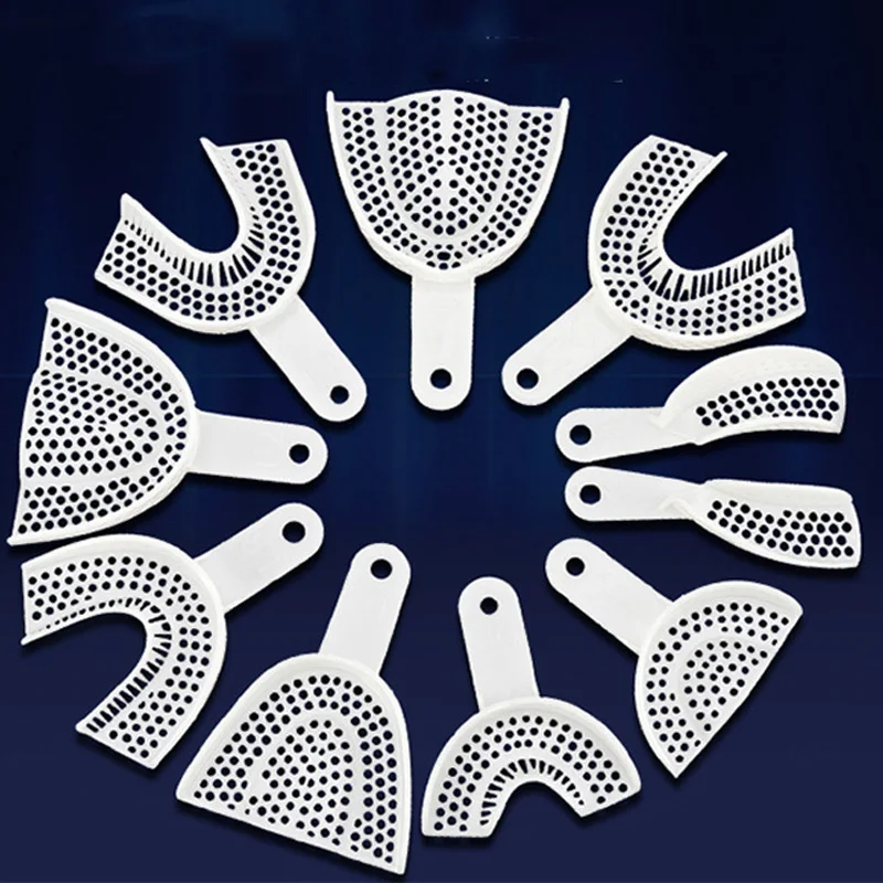 5pairs Dental Impression Tray Disposable Plastic Dentistry Tools Teeth Holder With Mesh L/M/S Oral Molding Braces