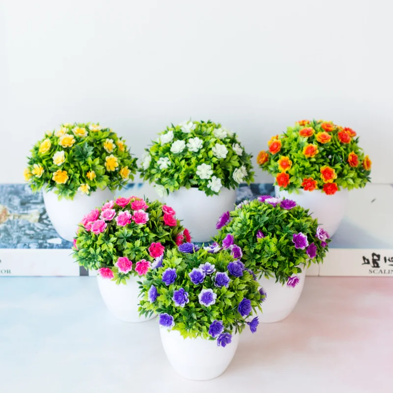 1pc Simulated Plants Flowers Potted Landscapes Garden Celebration Home Decor Outdoor Photography Props Flower Creative Ornaments