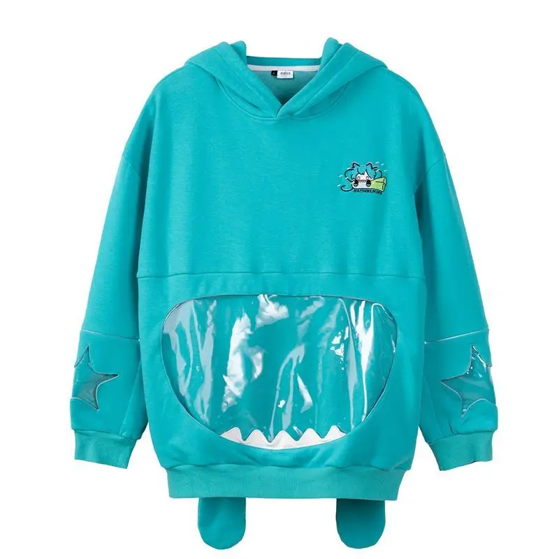 Genuine Anime Bite Couple Hooded Sweater, Girls Loose Hood Pain Clothes