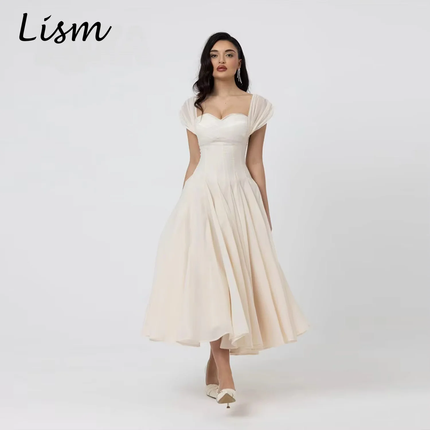 Lism Romantic A-Line Prom Dresses Sweetheart Pleated Sleeveless Draped Ankle Length Party Gowns فساتين سهرة 2026 Customized