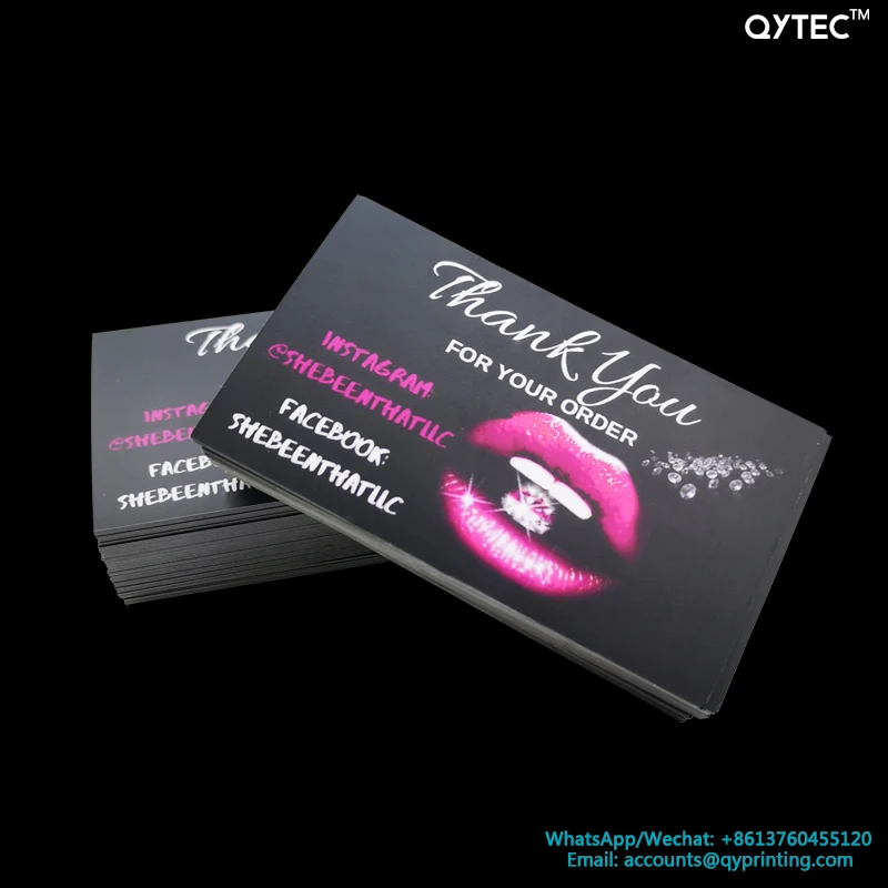 100 PCS Hot Cheap Custom Logo Design Colorful Glitter Eyelash Lashes Series Logo Paper Business Thank You Business Card Printing