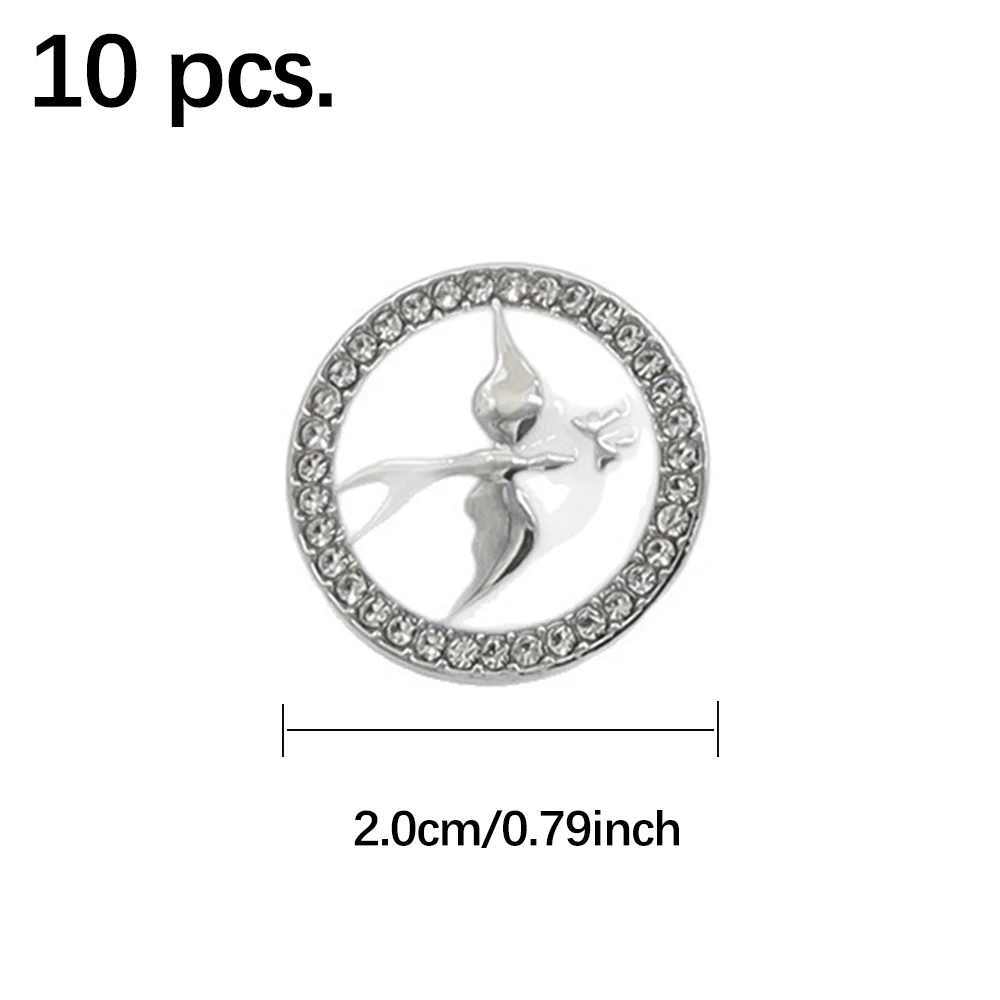 10Pcs Swallow Shape Buttons with Rhinestone, 2cm Bird Design Round Metal Sewing Buttons for Suits, Jackets, Elegant DIY Buttons