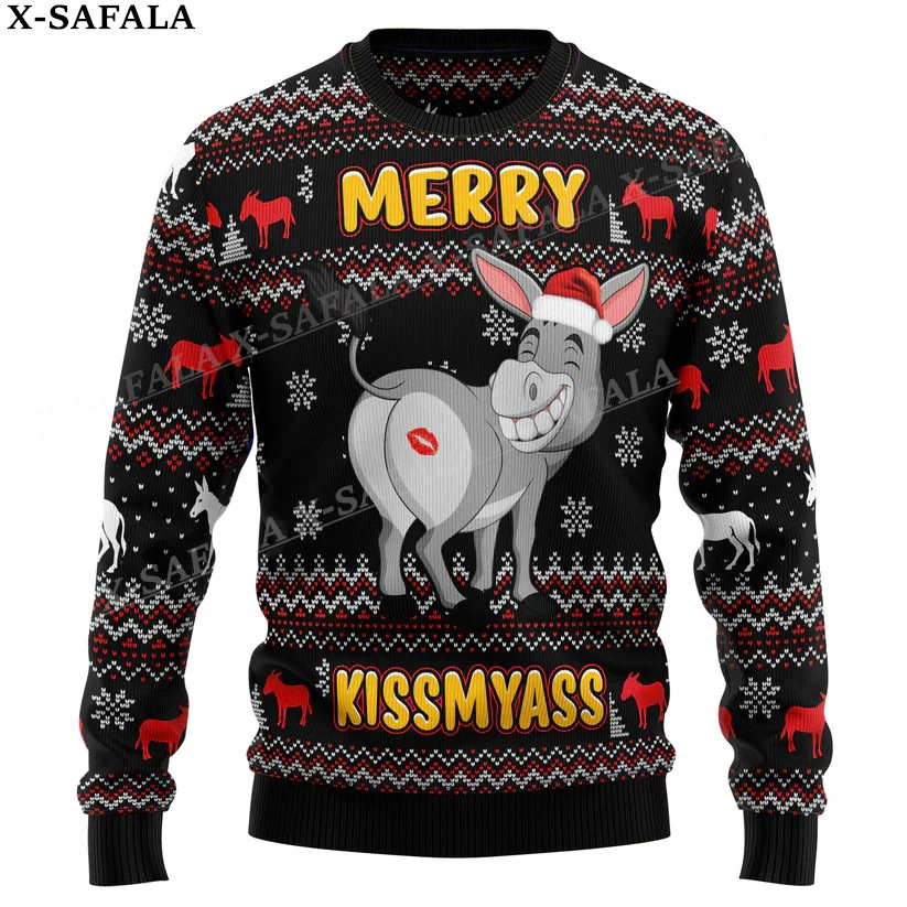 Unicorn/Alpaca/Elk Christmas Knit Sweaters Funny Halloween Christmas Gift Jumpers Tops Couple Party Unisex Casual-5