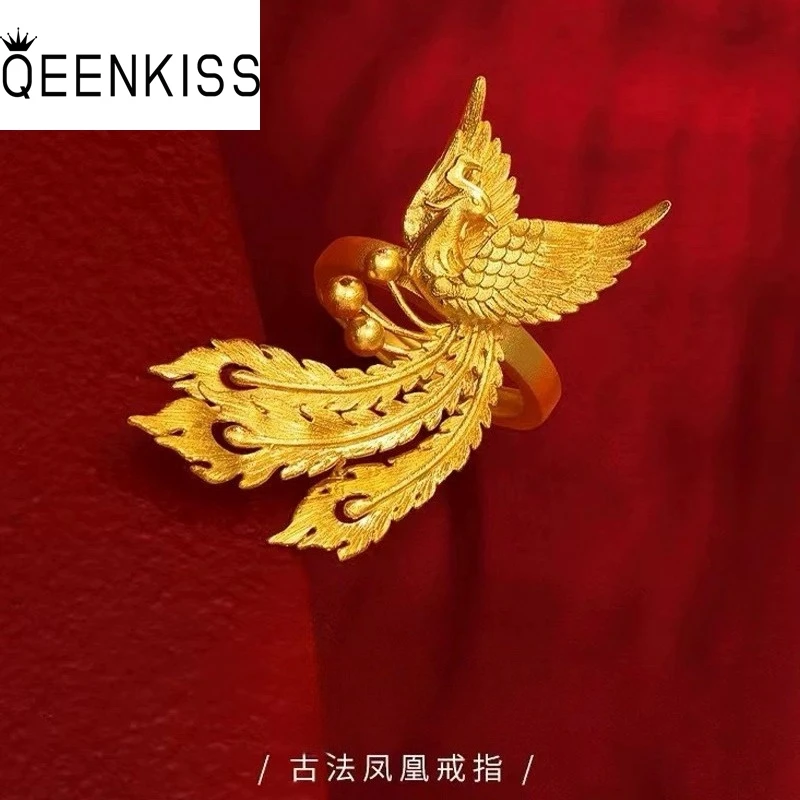 

QEENKISS Gold Vintage Phoenix Open Ring For Women Wedding Party Birthday Christmas Bride Mother Girlfriend Ladies Gifts RG5223