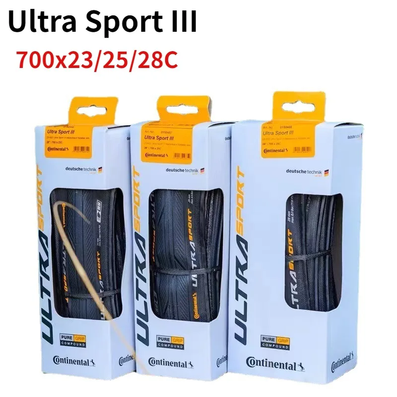 1 Pair  Ultra Sport III 700x23/25/28c Black Folding PureGrip 3 Road Bike Tire Folding Tyre