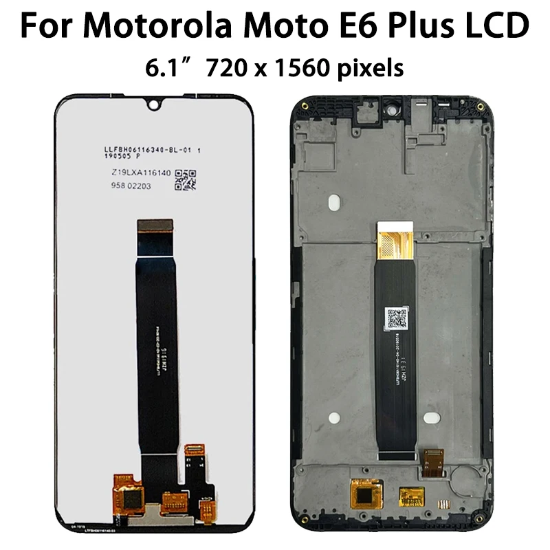 Original For Motorola Moto E6 Plus XT2025-1-2 LCD Touch Screen Digiziter Assembly For Moto E6Plus LCD PAGA0004 With Frame